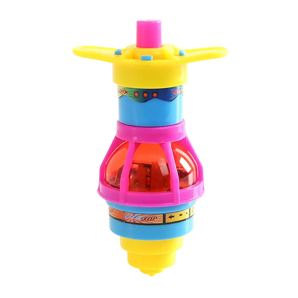 

1 Piece Creative Children's Flash Luminous Spinning Top Winding Toy Colorful Plastic Top Student Prize Top Aircraft Random Color