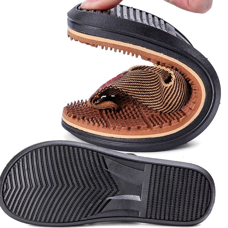 2019 New Fashion Men Flip Flops Massage Slippers Sandals Textile Strap Anti-slip Shoes for Summer Beach J9 | Обувь