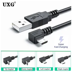 5M 3M Up Down Left Right Angled 90 Degree USB Micro USB Male to USB male Data Charge 2A connector Ca in USA (United States)