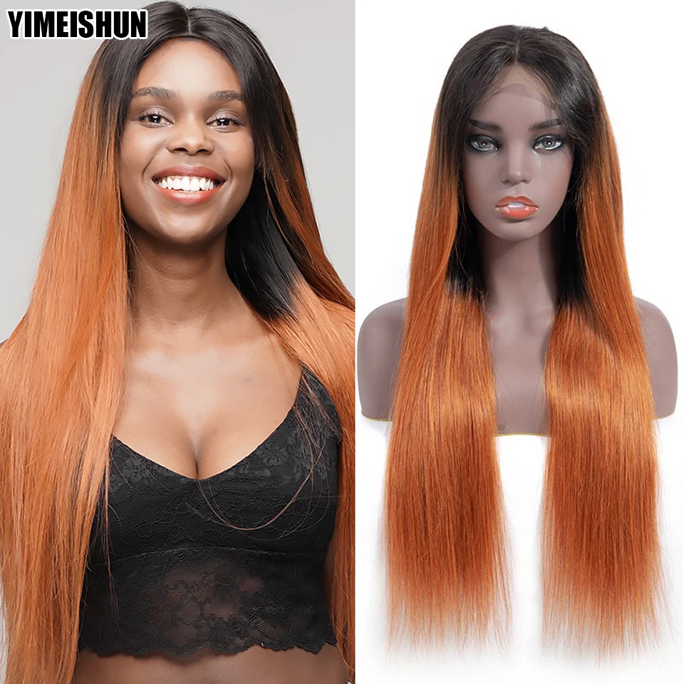 

Парик на застежке 4X4, бразильский парик 1B 30 T, парик из человеческих волос с эффектом омбре, парики для чернокожих женщин, прямые волосы, средн...