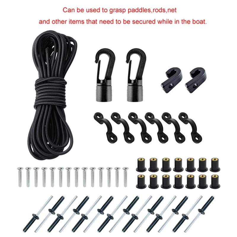 

Expanded Deck Rigging Kit Accessory Elastic Rope Bungee Nylon C and J Buckle for Kayaks Canoes Boat Accessories