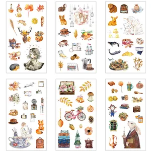 6 шт.упак. Лось с животными из мультфильма Декоративные Канцелярские наклейки для скрапбукинга DIY Дневник ярлыком, офисные и школьные принадлежности