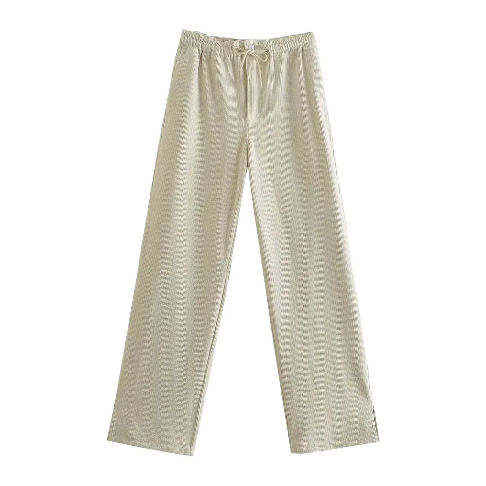 

Za Women's 2021 Fall New Corduroy Straight Pants Fashion All-match Casual Pure Color Retro Female Chic Trousers Mujer