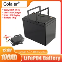 colaier 12 8v 100ah lifepo4 battery with 100a bms 12v 100ah battery for go cart ups household appliances inverter