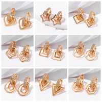 heart square star water drop earrings for women fashion gold hoops circle pendant earring aaa cz trend jewelry gifts