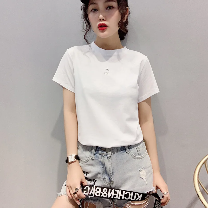 European and American casual women T-shirt 2019 new summer round neck half sleeve printed fashion personality top | Женская одежда