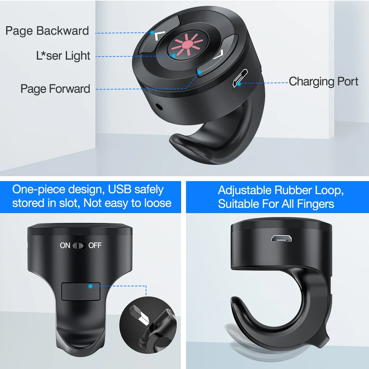 Радиочастотная Беспроводная указка 2 4 ГГц перезаряжаемое кольцо на палец USB с