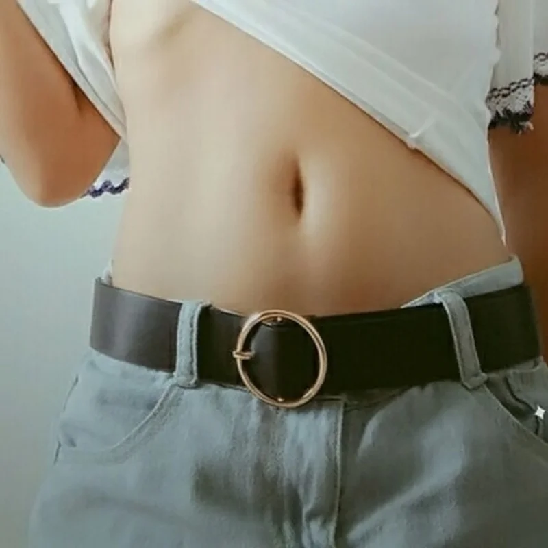 Модный женский винтажный кожаный ремень с металлической пряжкой в стиле