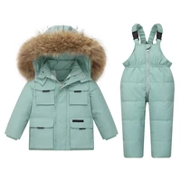 olekid 30 degree 2021 russian winter children clothes set waterproof down jacket for girls kids jumpsuit boy overalls snowsuit