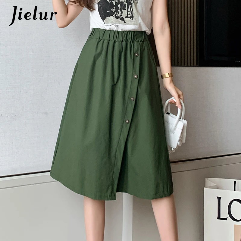 

Jielur Wide-leg Five-point Skirt Shorts Women Casual Black Khaki Short Korean Style Loose High Waist Shorts Female S-XL 2021 New