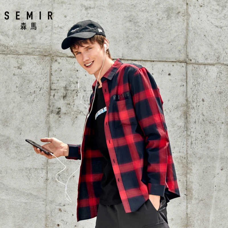 SEMIR клетчатая рубашка с длинным рукавом для мужчин 2019 Новая Осенняя коллекция из