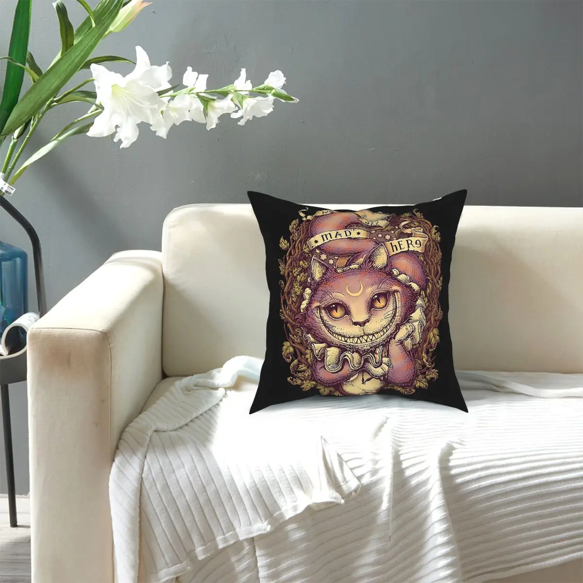 

CHESHIRE CAT (2)-Alice In Wonderland Throw Pillow Cover Decorative Pillow Novelty Pillowcase