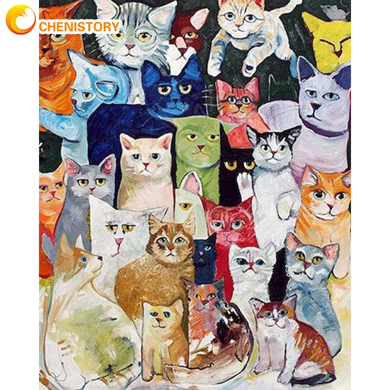 

Набор для рисования по номерам на холсте кошка, с животными