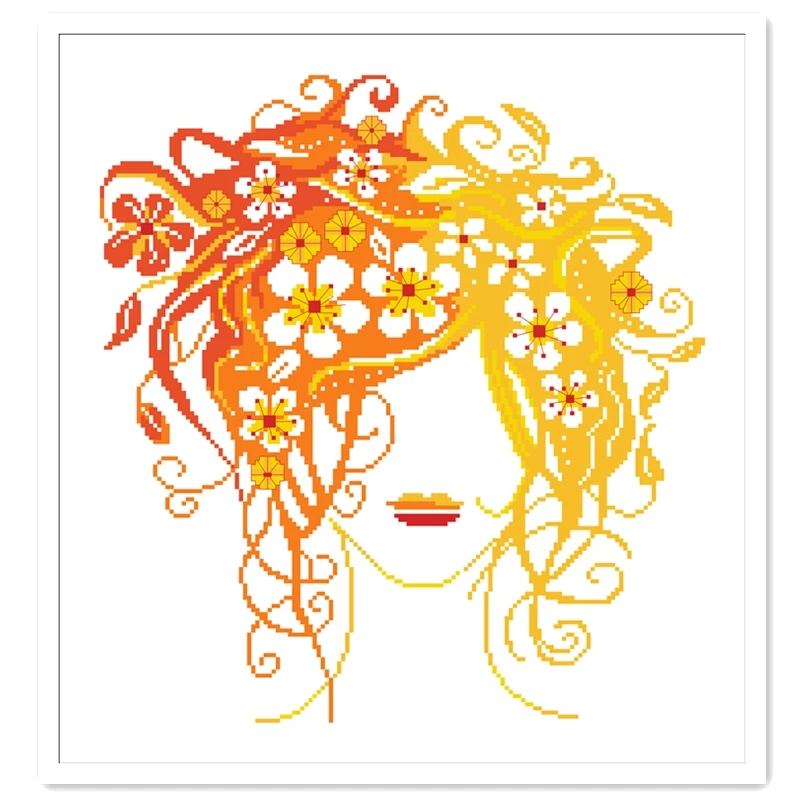 

Набор для вышивки крестиком с изображением цветочницы, 18 карат, 14 карат, 11 карат, белая холщовая ткань, хлопковая нить, для рукоделия