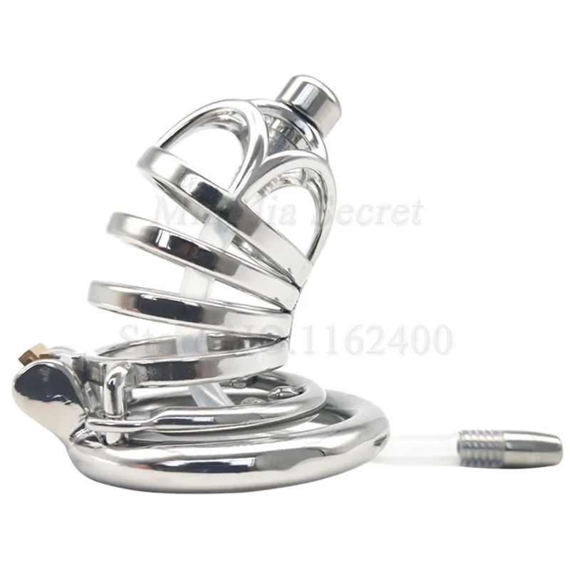 

Stainless Steel Male Chastity Device with Catheter Barbed Anti-off Ring,Cock Cage,Penis Rings,Penis Lock,BDSM Sex Toys for Man