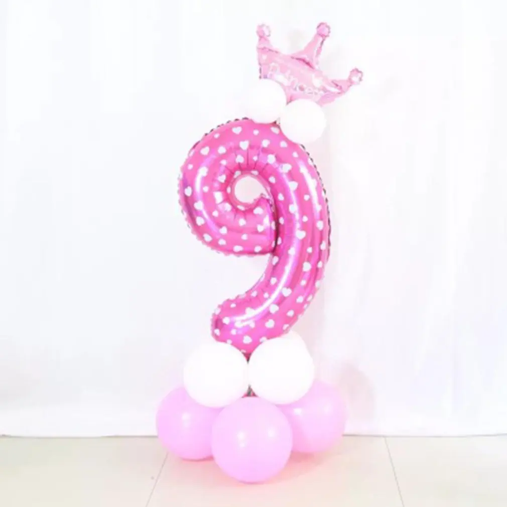 

Aluminum Number Crown Balloons Air Ballons Happy Birthday Wedding Decoration Balloon Event Party Supplies