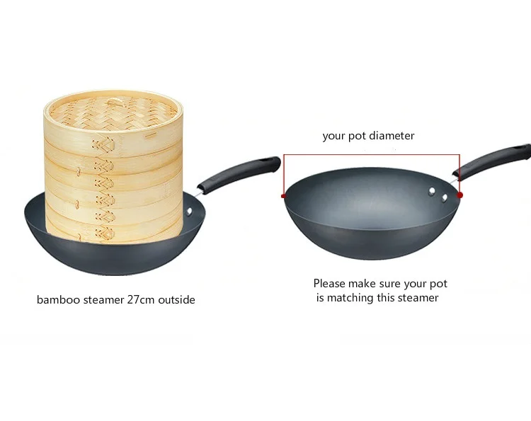 Бамбуковый отпариватель для пищевых продуктов двухслойный бойлер 27 см 3 уровня с