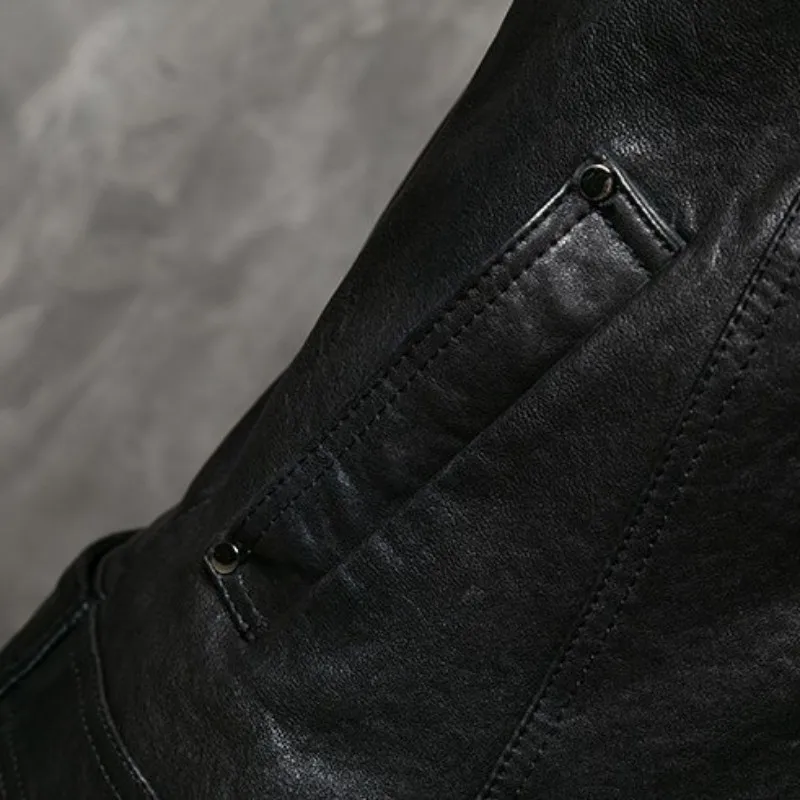 

Men Genuine Leather Brand Jacket Autumn Winter ZipCasual Jacket Plus Size 4XL Wool Collar Detachable Sheepskin Pilot Outerwear