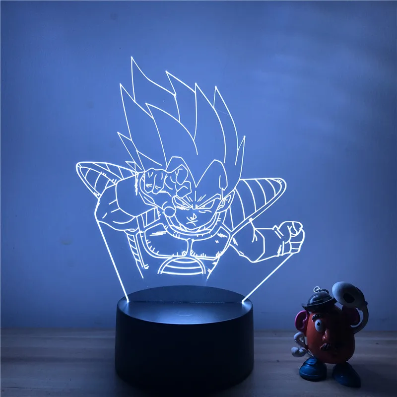 Vegeta B Dragon Ball Z Вегета ГОКу супер сайян, «Жемчуг дракона 3D светодиодный Ночной светильник 7 цветов сенсорный оптический Иллюзия фигурку настольная лампа украшения - Цвет: Vegeta B