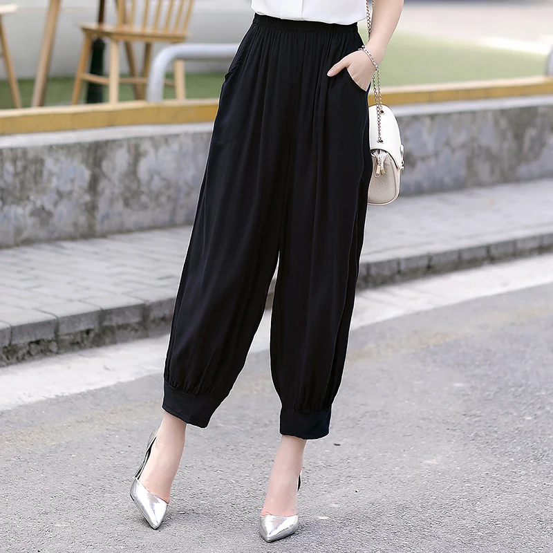 Брюки султанки женские пляжные с завышенной талией повседневные брюки шаровары