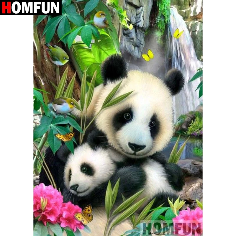 Алмазная 5D картина HOMFUN цветок панда сделай сам вышивка крестиком домашний декор
