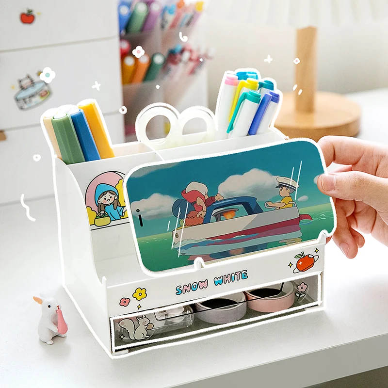 

Desktop Storage Pen Holder Creative Storage Box Stationery Large Capacity School Supplies Multi Function Pen Holder Stationery