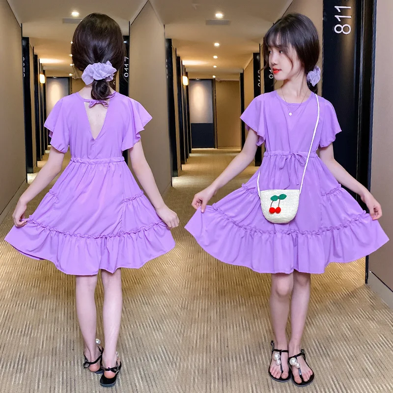 

Dress For Girls Solid Cotton Kids Party Dress Casual Girls Dresses Summer Clothes For Kids Girl 4 6 7 8 9 10 11 12 Year Vestidos