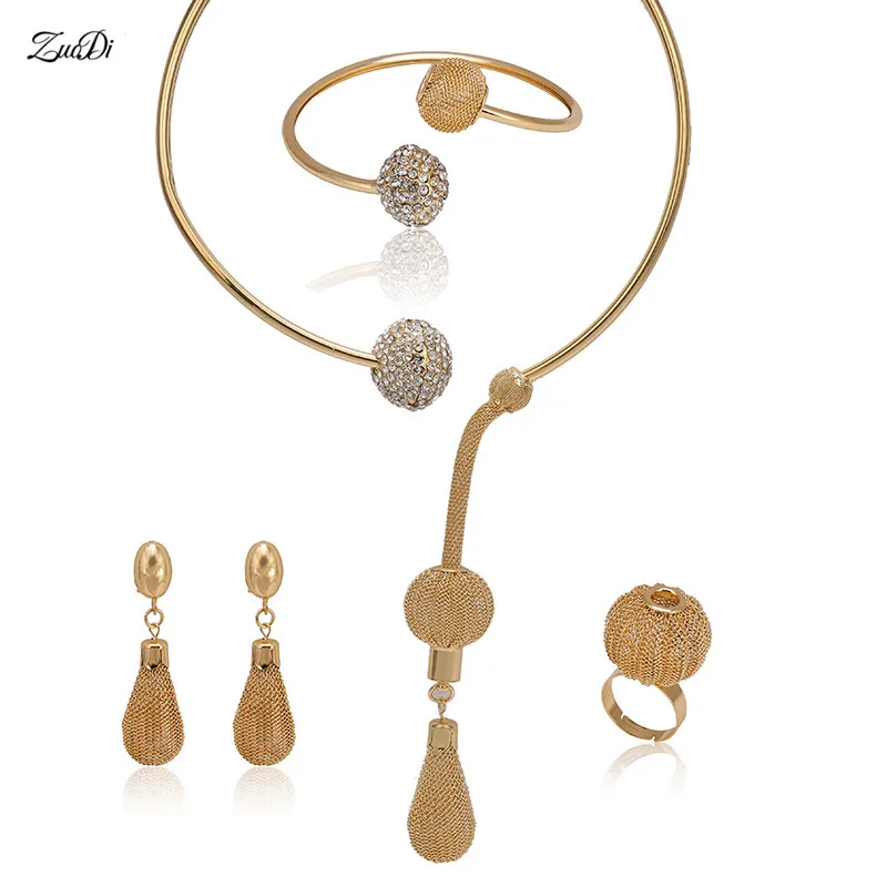 

ZuoDi Bridal Dubai Gold-colorful Brand Jewelry Sets Women customer Nigerian Wedding Fashion African Beads Jewelry set Wholesale