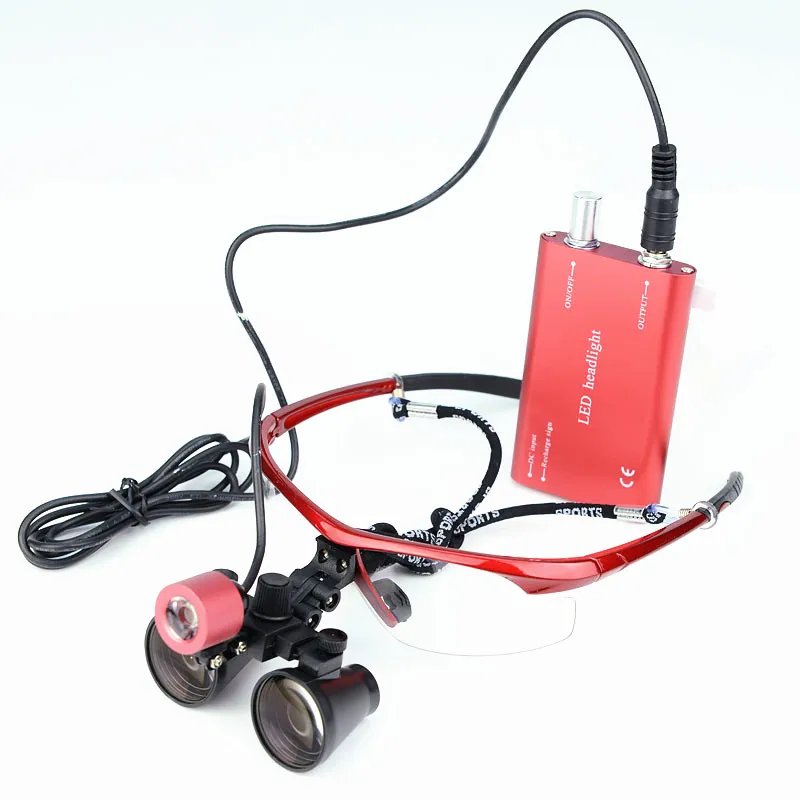 Медицинский светодиодный налобный фонарь 3 Вт + бинокулярная Лупа 2 5/раза