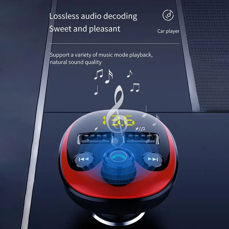 Bluetooth 5,0, автомобильный fm-передатчик, светодиодный дисплей, беспроводной MP3-плеер, передатчик, автомобильный комплект, 5 В/3,1 А, два порта usb, автомобильное зарядное устройство