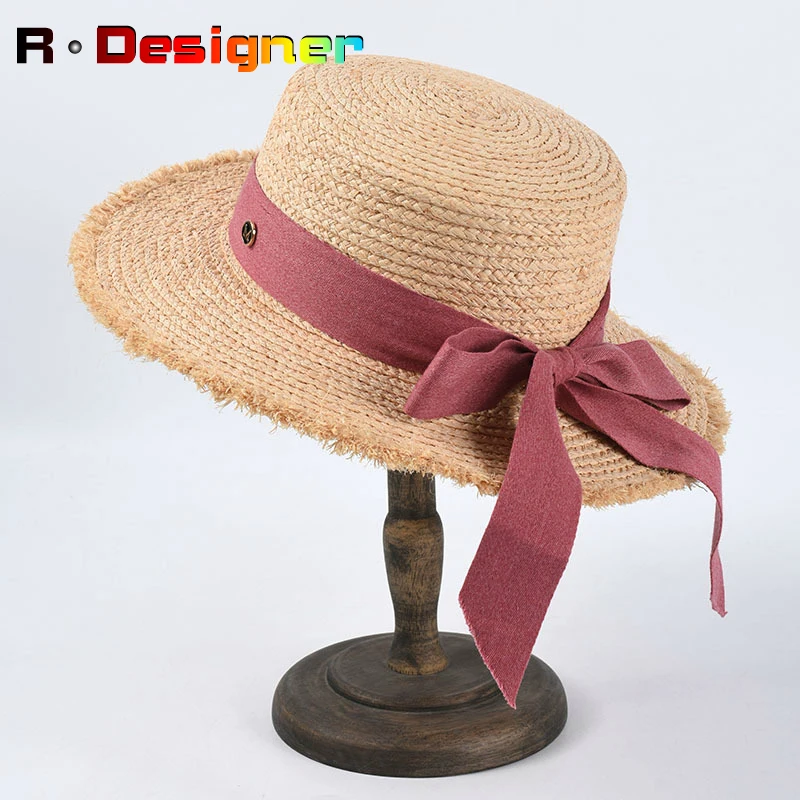 Летняя новая стильная женская соломенная шляпа из рафии Корейская версия полосы