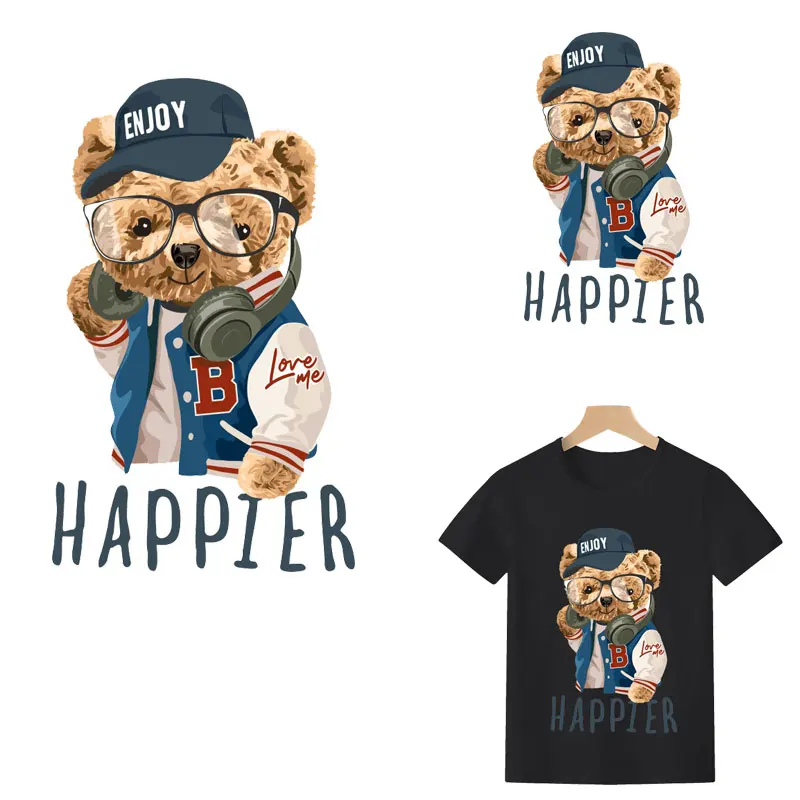 

Cute Bear Iron-on Transfers Patch For Clothing Animal Thermoadhesive Sticker DIY Fabric Appliques On T-Shirt Ironning logo Badge