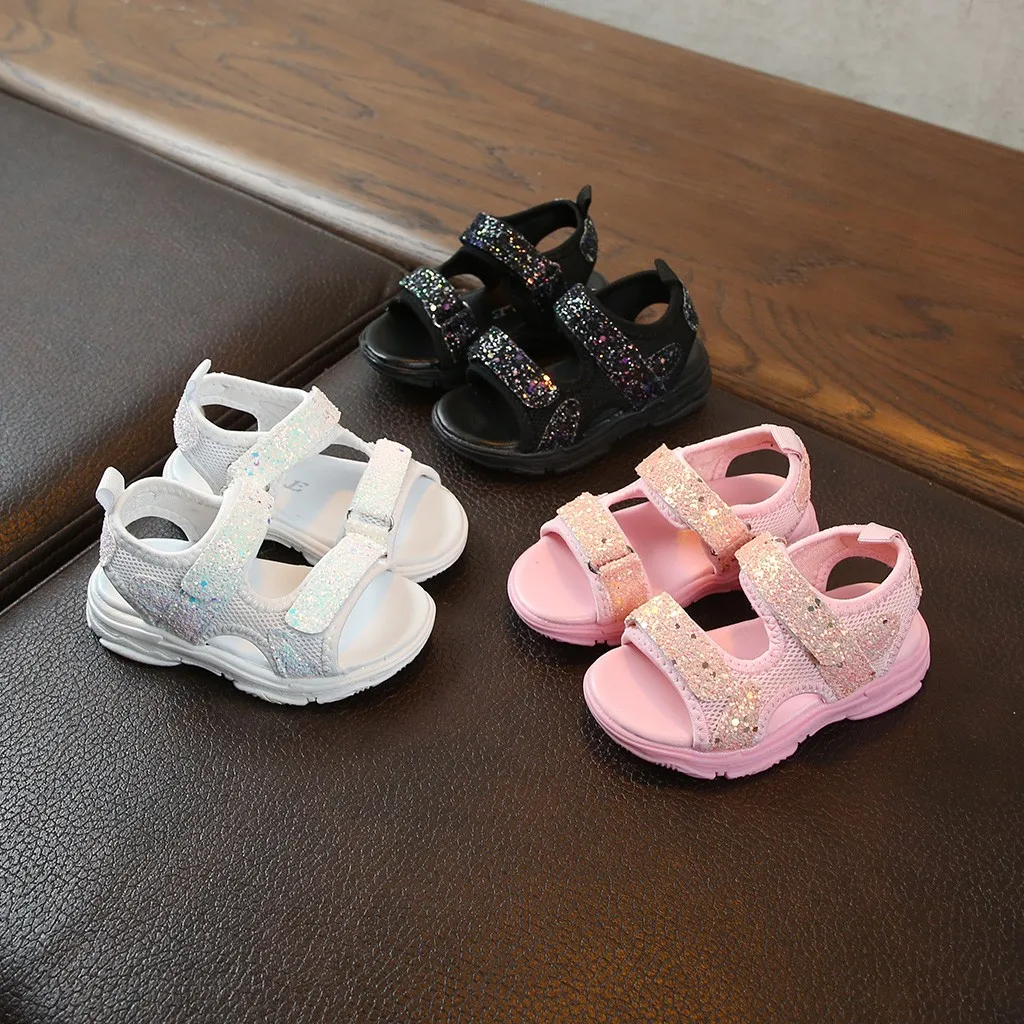 Роскошные летние спортивные сандалии с блестками для мальчиков и девочек