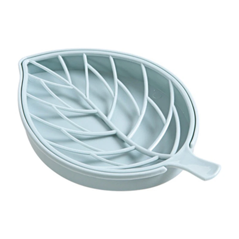 

Non-slip Bathroom Soap Holder Leaf Shape Draining Soap Box Creative Double Layer Soap Dish Tray Rack Holder Case Container