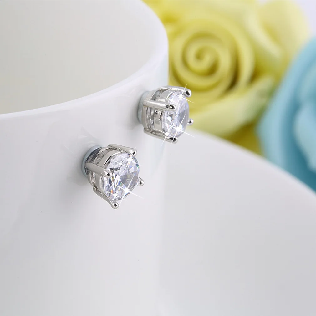 1 пар/уп. бриллиантовые серьги-гвоздики стильные унисекс мужские женские