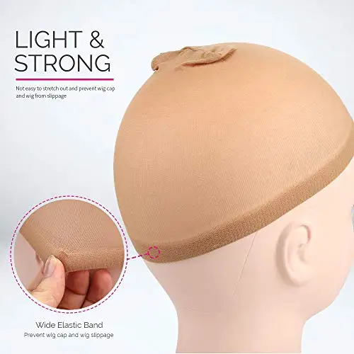 

Aobocca 4 pieces Light Brown Stocking Wig Caps Stretchy Nylon Wig Caps for Women