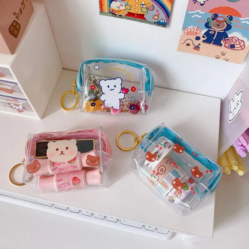 

Transparent Cosmetics Bag PVC Travel Women Zipper Beauty Case Makeup Storage Bag Cute Cartoon Bear Waterproof Clear Toiletry Bag
