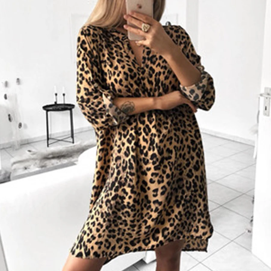 Новинка 2019 летнее модное приталенное платье с V образным вырезом и принтом