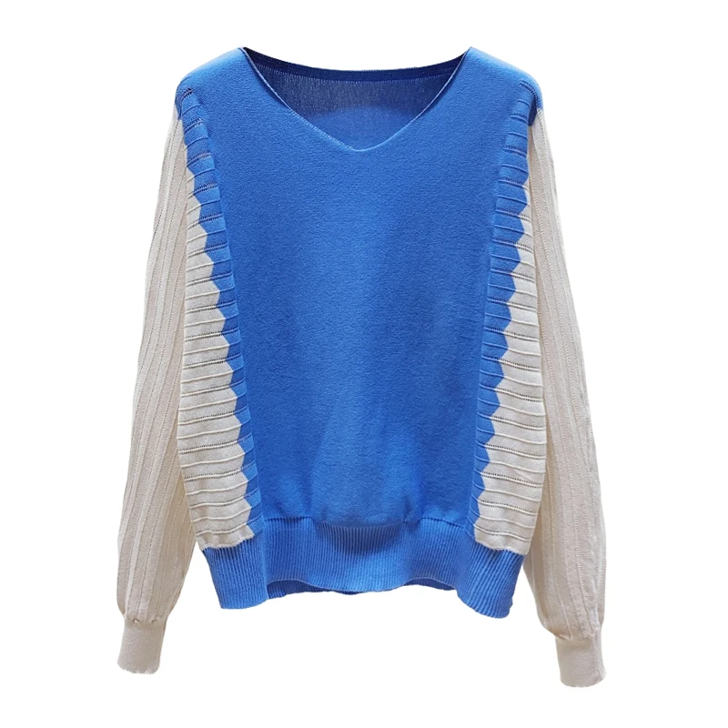 

Модные пуловеры в Корейском стиле с синими стежками, женская одежда на осень и зиму 2022, свитер, топы, блузка для женщин