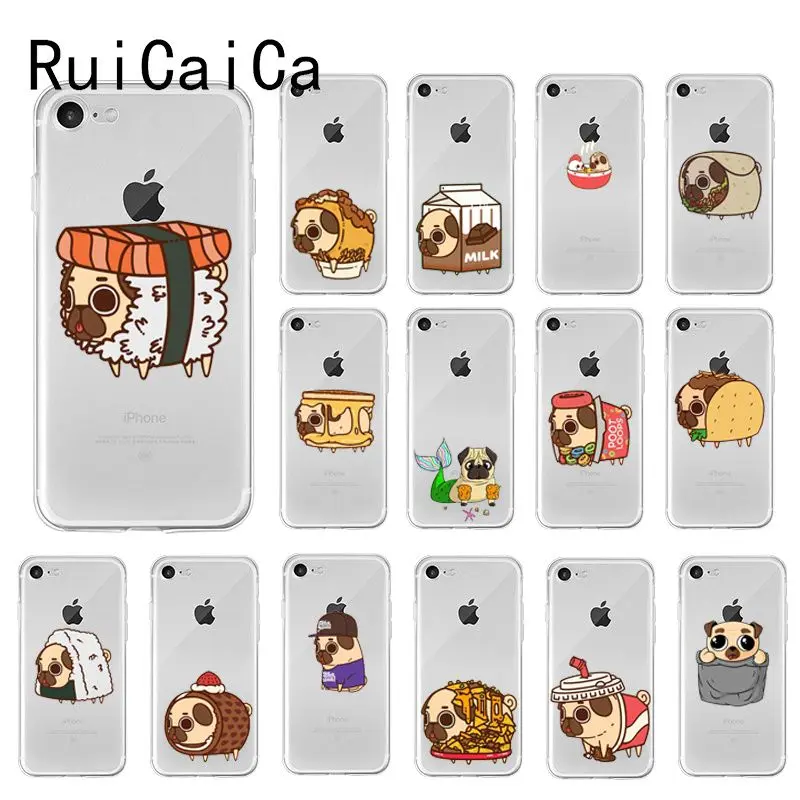 RuiCaiCa милый щенок Мопс Coque Shell чехол для телефона iPhone 8 7 6 6S Plus X XS MAX 5 5S SE XR 10
