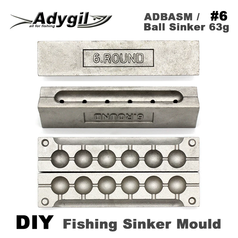 Adyгил DIY рыболовный грузила форма ADBASM/#6 шариковый 63 г 6 полостей | Спорт и
