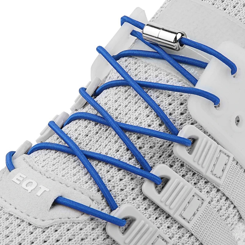 

No Tie Shoelace Round Metal Locking Quick Safety Elastic Shoelaces Outdoor Leisure Sneakers Unisex Lazy Laces 1 Pair
