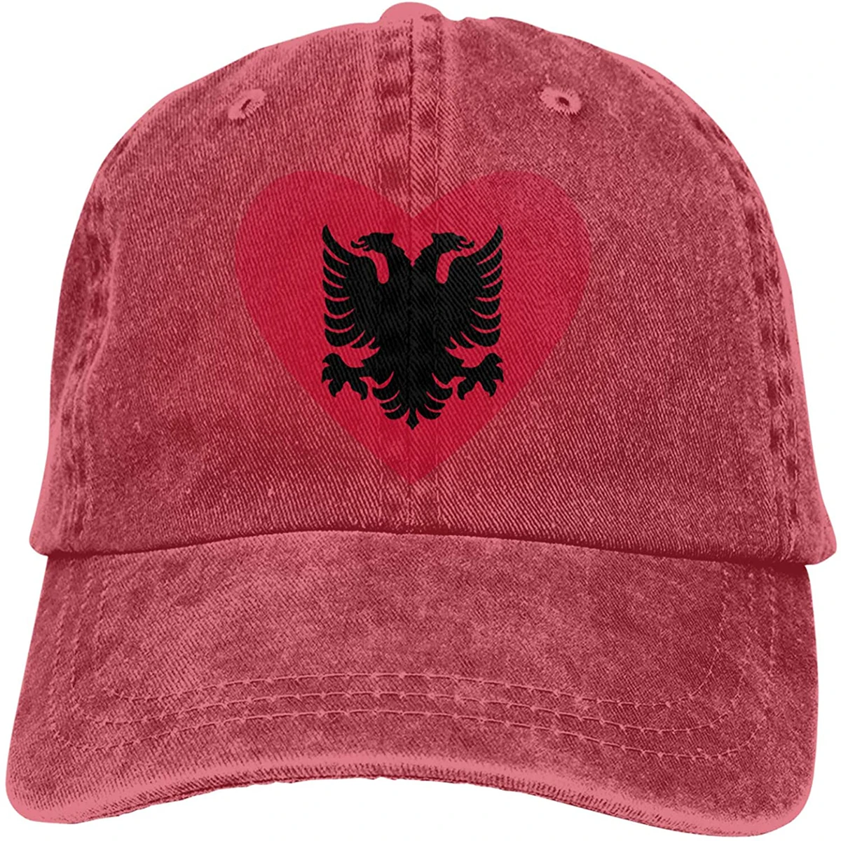

Модная мягкая шапка с флагом в форме сердца Албании, подарок, шапка для папы, Кепка для тракера, Ковбойская шапка
