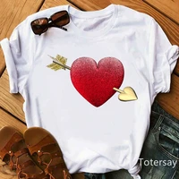 funny cupids arrow red heart t shirt love t shirts valentine gift female clothing vintage women clothes short sleeve t shirts