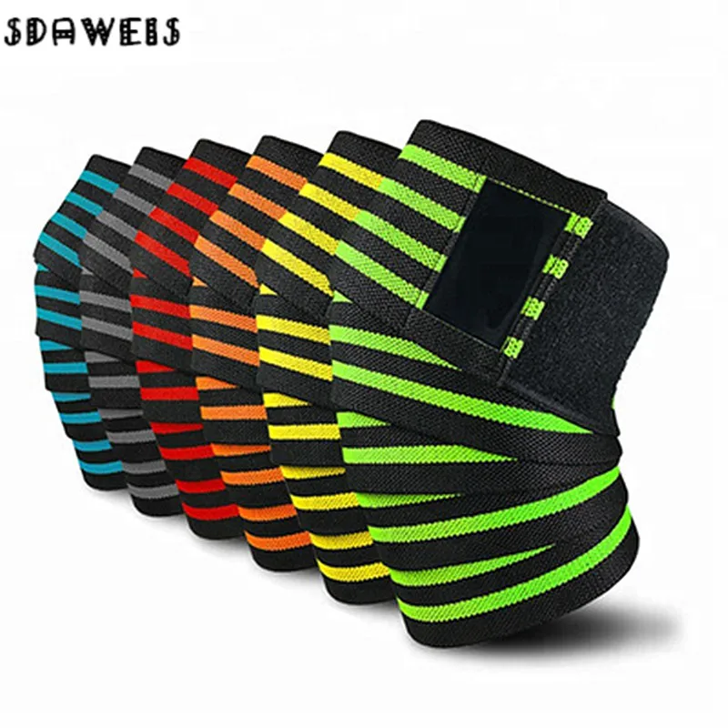 

1Pair Professional Weightlifting 2m Elastic Knee Wrap Fitness Knee Support Brace Heavy Weight Squat Training Elastic Bandage