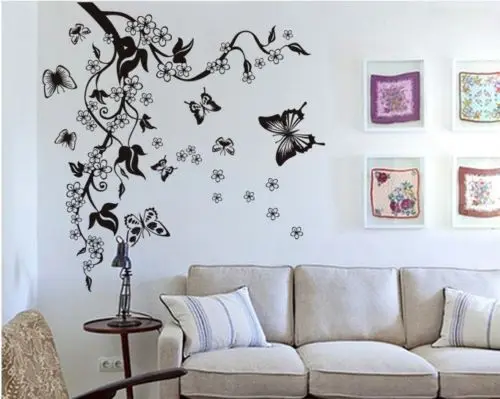 

Butterfly Tree Vine Flower Mural Art Wall Decal Stickers Vinyl Decal Home Room