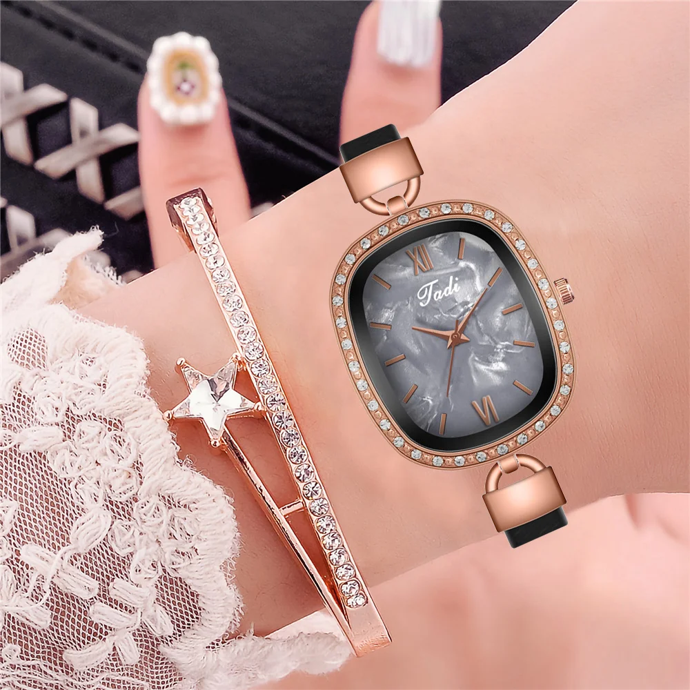 

Женские кварцевые часы с овальным жемчугом, с циферблатом