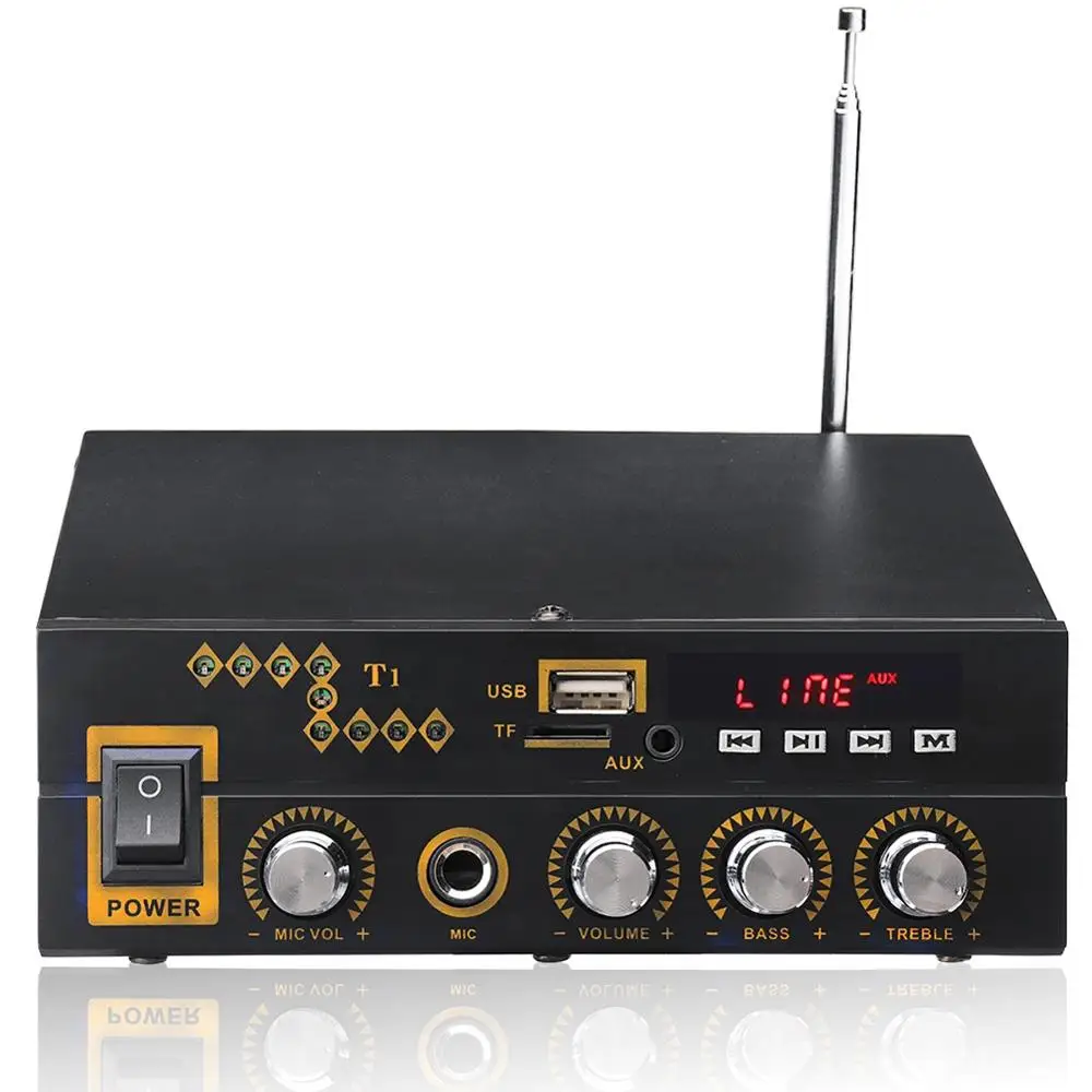 Домашний цифровой аудио усилитель мощности Bluetooth 2 0 канала с микрофоном USB/TF/FM/AUX |