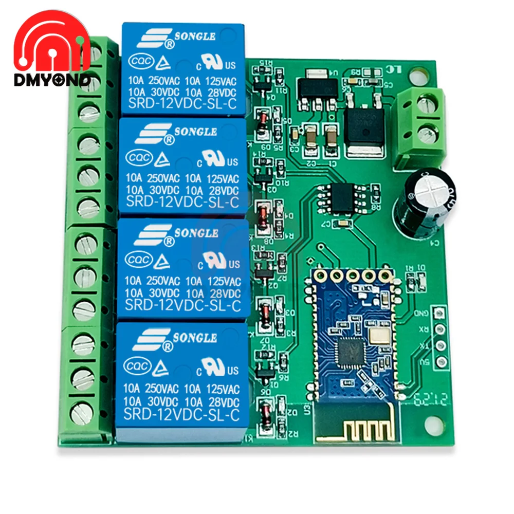 Реле дистанционного управления 5 В/12 В 4 канала Bluetooth Интернет вещей умный дом