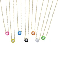 2021 new summer fashion jewelry simple geometric round charm candy neon enamel colorful necklace for girl